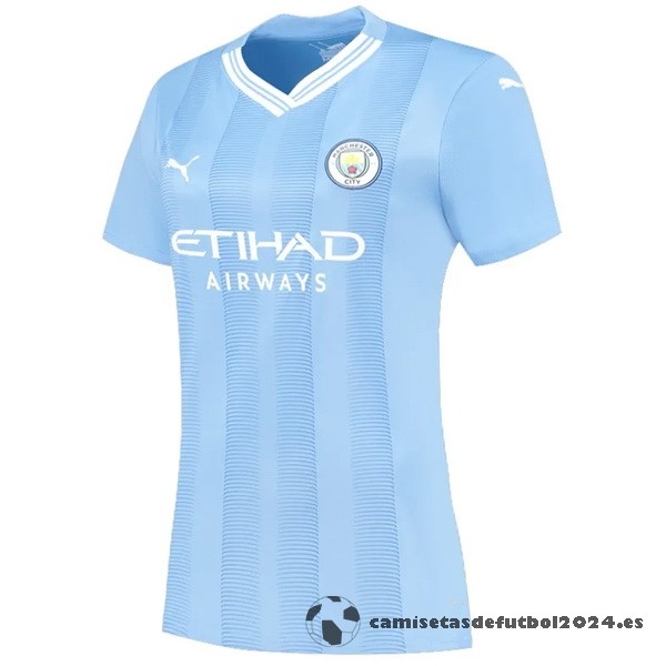 Casa Camiseta Mujer Manchester City 2023 2024 Azul Venta Replicas