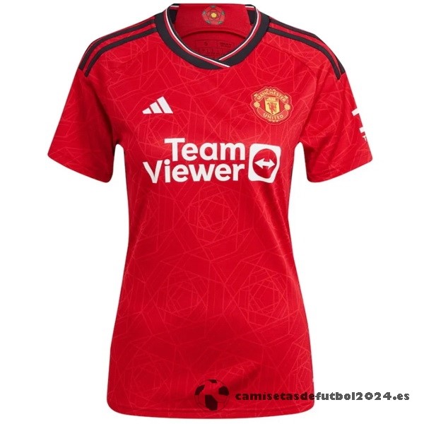 Casa Camiseta Mujer Manchester United 2023 2024 Rojo Venta Replicas