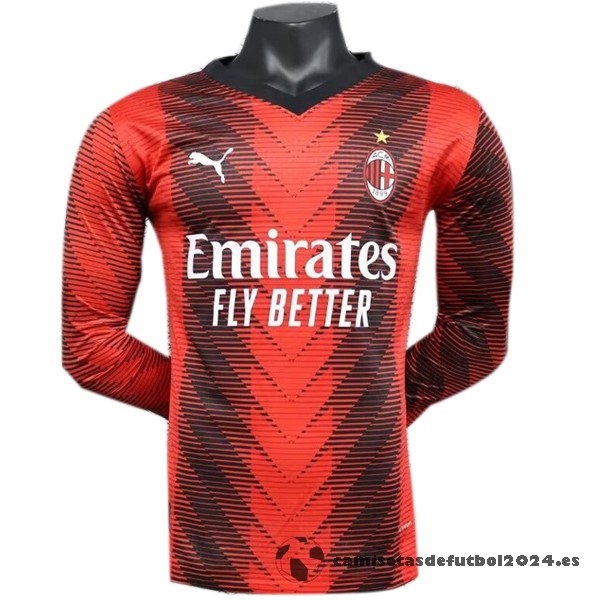 Casa Jugadores Camiseta Manga Larga AC Milan 2023 2024 Rojo Venta Replicas