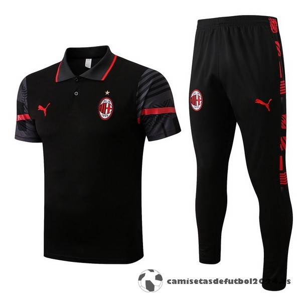 Conjunto Completo Polo AC Milan 2022 2023 Negro Rojo Venta Replicas