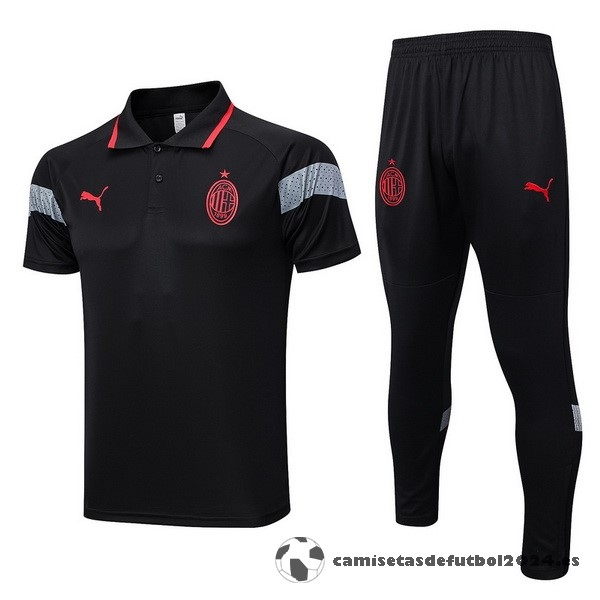 Conjunto Completo Polo AC Milan 2023 2024 Negro Rojo Venta Replicas