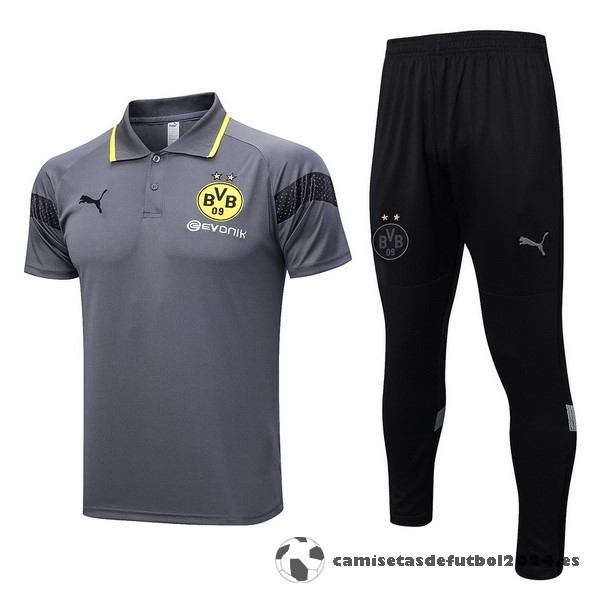 Conjunto Completo Polo Borussia Dortmund 2023 2024 Gris Negro Venta Replicas