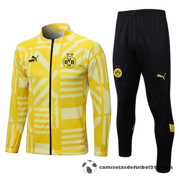 Conjunto Completo Ropa Deportiva Con Cremallera Larga Borussia Dortmund 2022 2023 Amarillo III Negro Venta Replicas