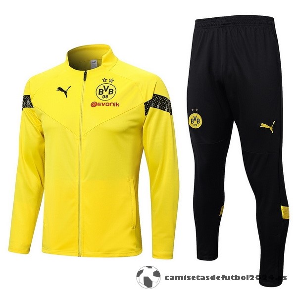 Conjunto Completo Ropa Deportiva Con Cremallera Larga Borussia Dortmund 2022 2023 Amarillo Negro Venta Replicas