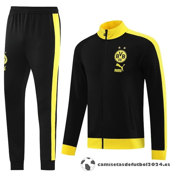 Conjunto Completo Ropa Deportiva Con Cremallera Larga Borussia Dortmund 2023 2024 Negro Amarillo Venta Replicas