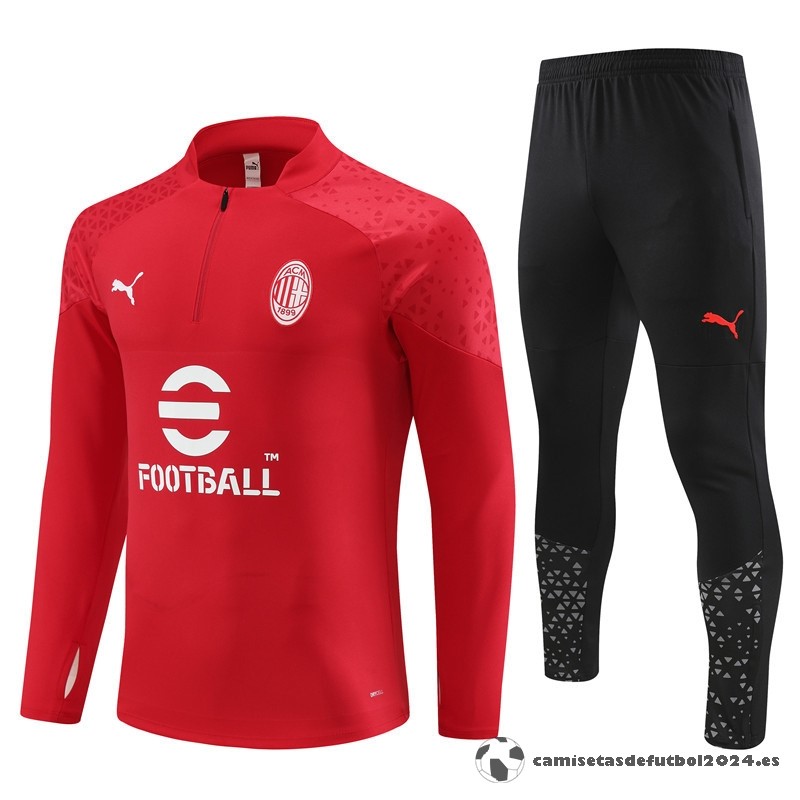 Conjunto Completo Sudadera Entrenamiento AC Milan 2023 2024 Rojo I Negro Venta Replicas