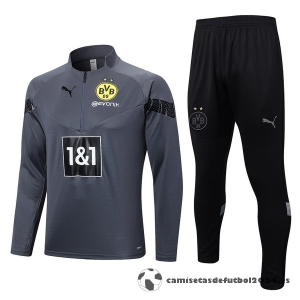 Conjunto Completo Sudadera Entrenamiento Borussia Dortmund 2022 2023 Gris Negro Venta Replicas