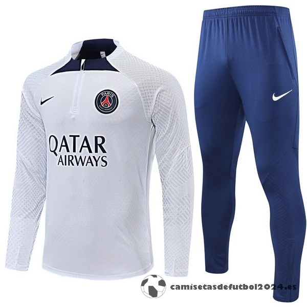 Conjunto Completo Sudadera Entrenamiento Jugadores Niños Paris Saint Germain 2022 2023 Blanco Azul Venta Replicas