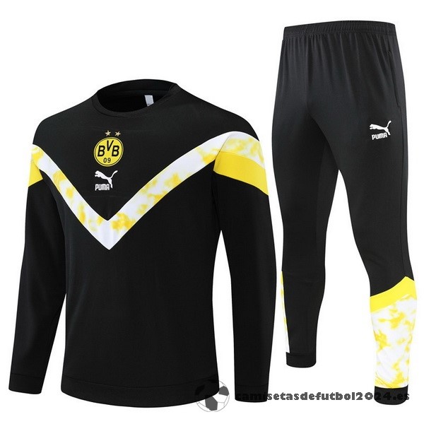 Conjunto Completo Sudadera Entrenamiento Niños Borussia Dortmund 2022 2023 Negro Amarillo Venta Replicas