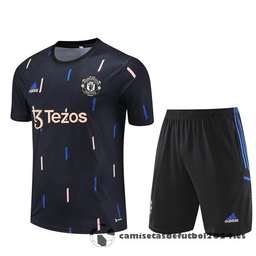 Entrenamiento Conjunto Completo Niños Manchester United 2022 2023 Azul Negro Venta Replicas
