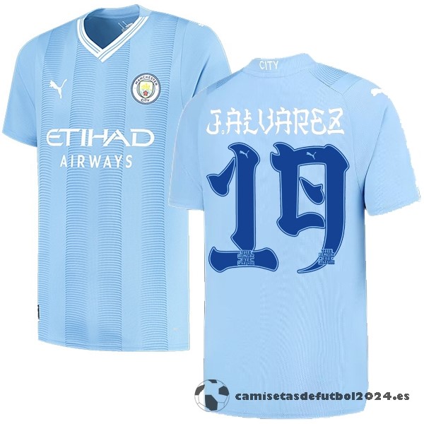 NO.19 J. Alvarez Casa Camiseta Manchester City 2023 2024 Azul Venta Replicas