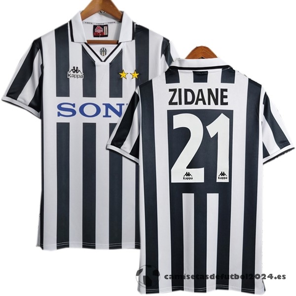 NO.21 Zidane Casa Camiseta Juventus Retro 1995 1996 Negro Blanco Venta Replicas
