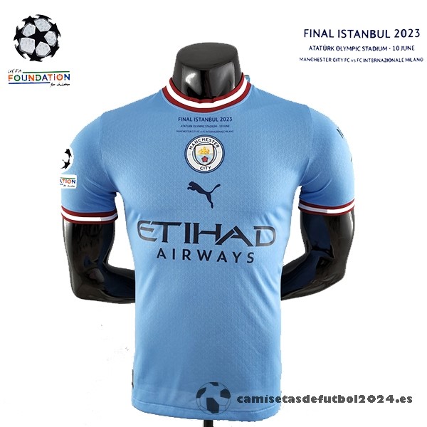 Tailandia Casa Jugadores Camiseta Champions League Finales Manchester City 2022 2023 Azul Venta Replicas