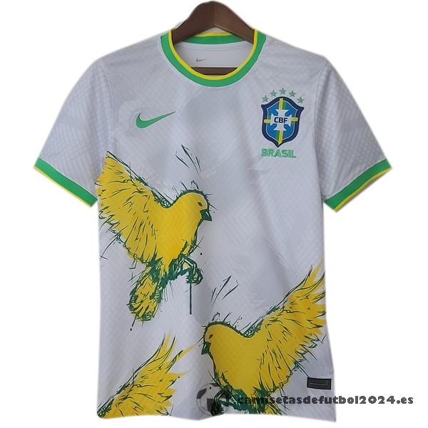Tailandia Especial Camiseta Brasil 2022 Blanco Amarillo Venta Replicas