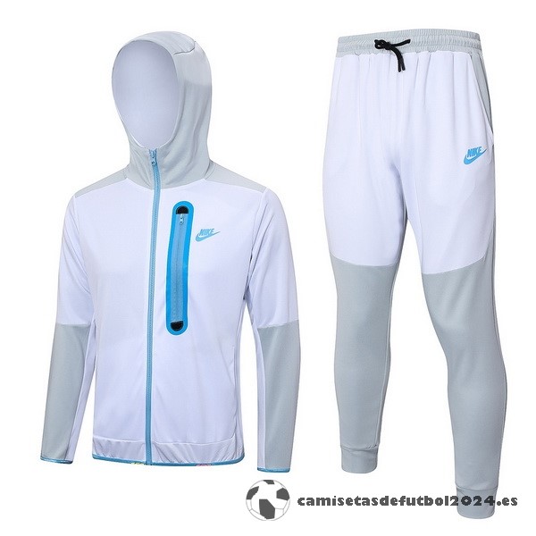 Conjunto Completo Chaqueta Con Capucha Nike 2023 Blanco Gris Azul Venta Replicas