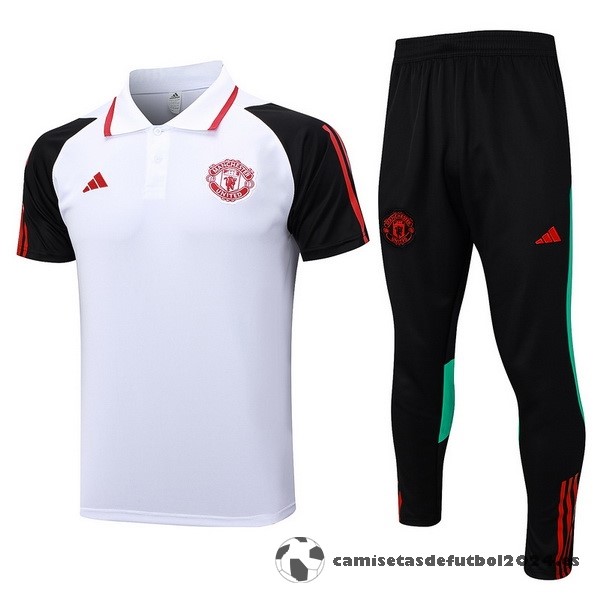 Conjunto Completo Polo Manchester United 2023 2024 Blanco Negro Rojo Venta Replicas