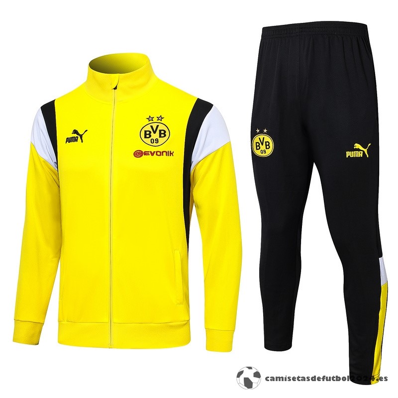 Conjunto Completo Ropa Deportiva Con Cremallera Larga Borussia Dortmund 2023 2024 Amarillo Blanco Negro Venta Replicas