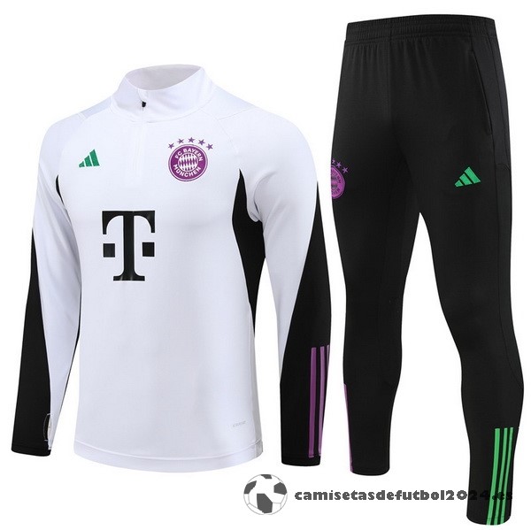 Conjunto Completo Sudadera Entrenamiento Bayern Múnich 2023 2024 Blanco I Negro Purpura Venta Replicas