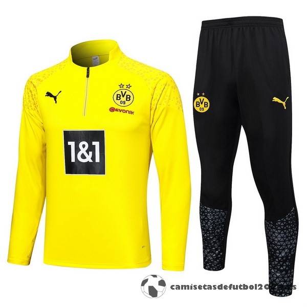 Conjunto Completo Sudadera Entrenamiento Borussia Dortmund 2023 2024 Amarillo Negro Venta Replicas