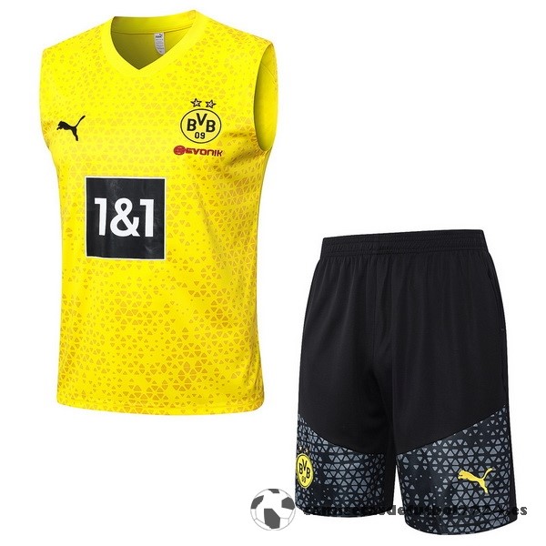 Entrenamiento Sin Mangas Conjunto Completo Borussia Dortmund 2023 2024 Amarillo Negro Gris Venta Replicas