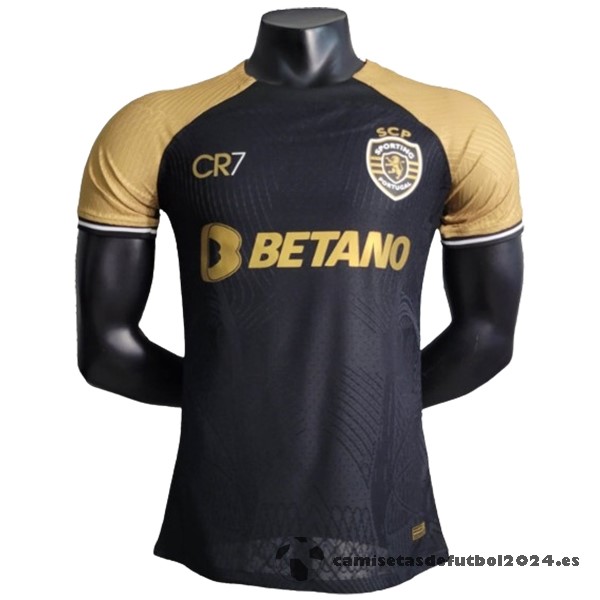 Tailandia Tercera Jugadores Camiseta Lisboa 2023 2024 Negro Amarillo Venta Replicas